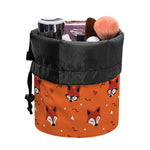 Cute Fox Pattern Print Drawstring Makeup Bag