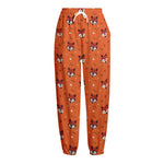 Cute Fox Pattern Print Fleece Lined Knit Pants