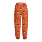 Cute Fox Pattern Print Fleece Lined Knit Pants