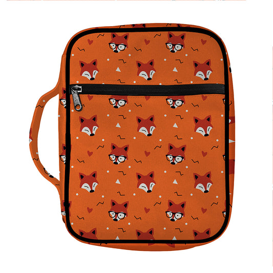 Cute Fox Pattern Print Front Pocket Bible Bag