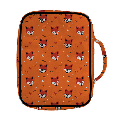 Cute Fox Pattern Print Front Pocket Bible Bag