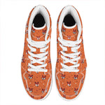 Cute Fox Pattern Print High Top Leather Sneakers