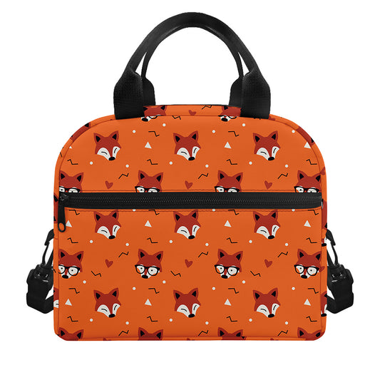 Cute Fox Pattern Print Insulated Lunch Bag