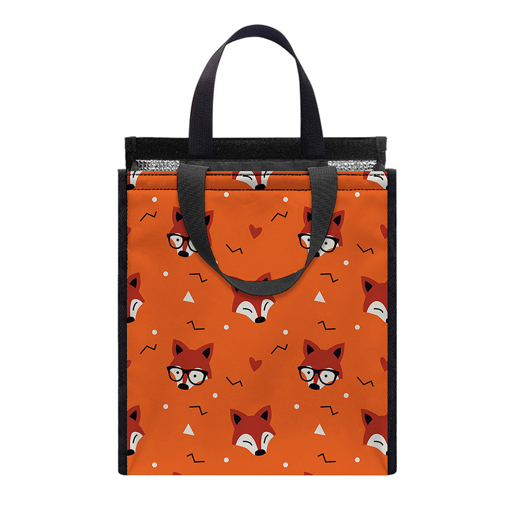 Cute Fox Pattern Print Insulated Lunch Tote