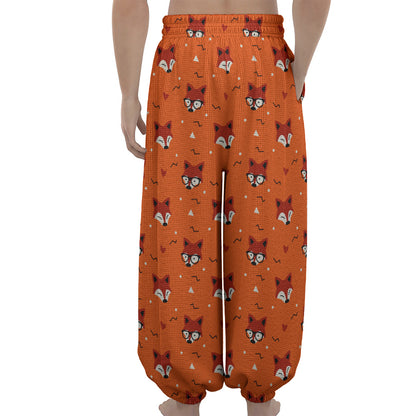 Cute Fox Pattern Print Lantern Pants