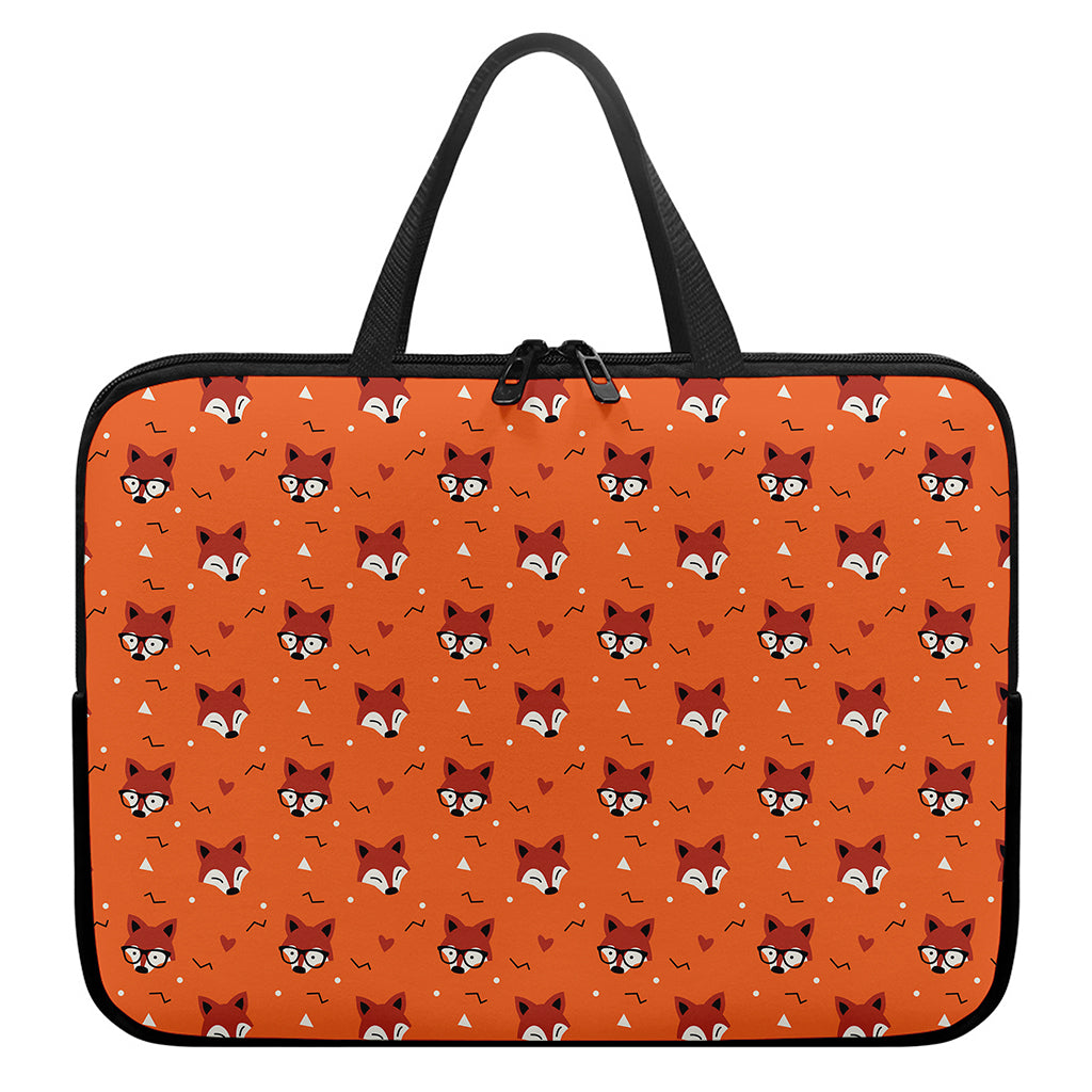 Cute Fox Pattern Print Laptop Sleeve With Handle