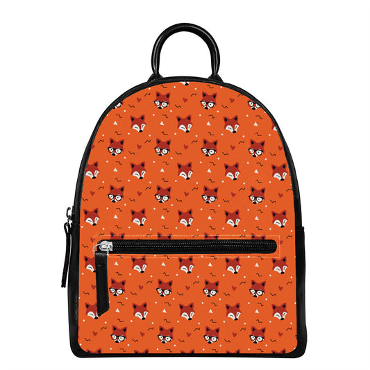 Cute Fox Pattern Print Leather Backpack