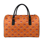 Cute Fox Pattern Print Leather Duffle Bag