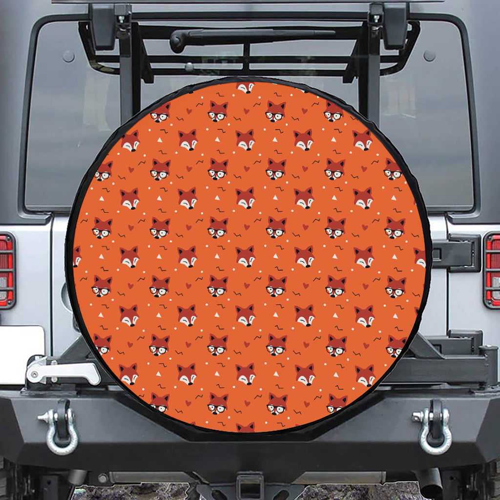 Cute Fox Pattern Print Leather Spare Tire Cover