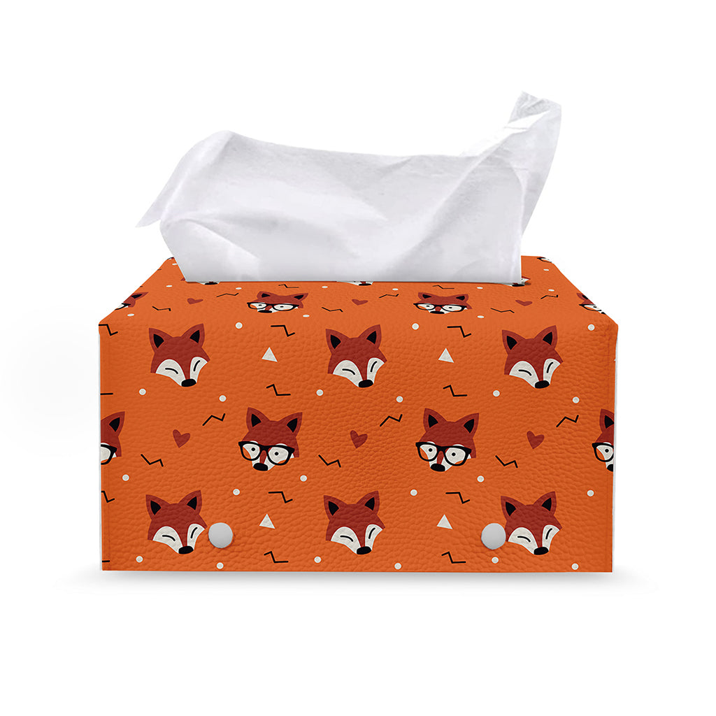 Cute Fox Pattern Print Leather Tissue Box Cover
