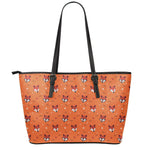 Cute Fox Pattern Print Leather Tote Bag