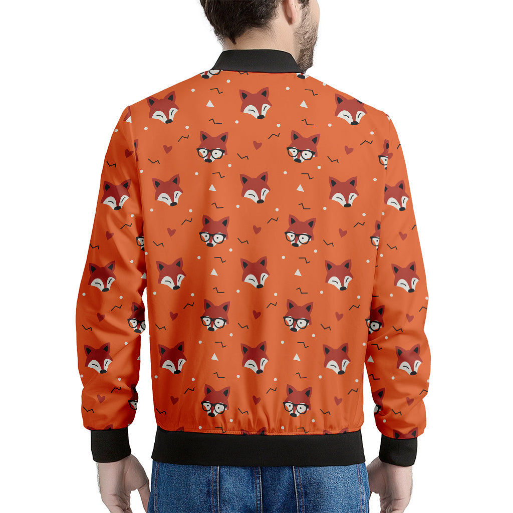 Cute Fox Pattern Print Men's Bomber Jacket