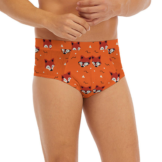Cute Fox Pattern Print Men's Briefs