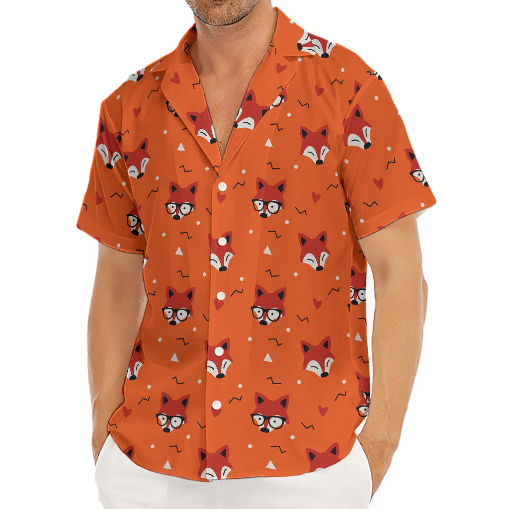 Cute Fox Pattern Print Men's Deep V-Neck Shirt