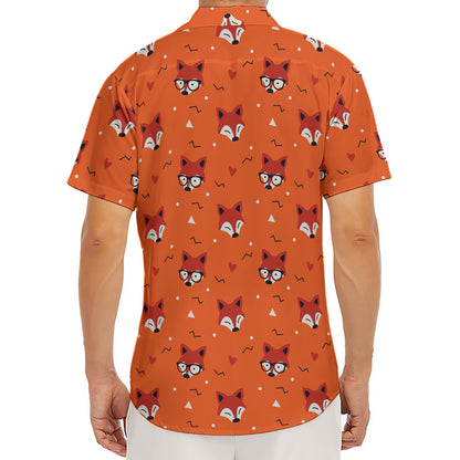 Cute Fox Pattern Print Men's Deep V-Neck Shirt