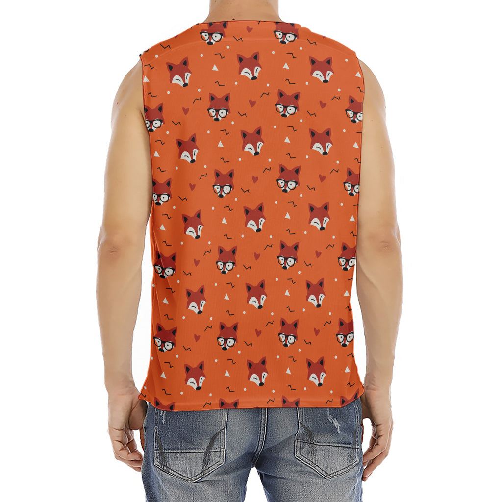 Cute Fox Pattern Print Men's Fitness Tank Top