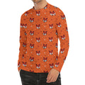 Cute Fox Pattern Print Men's Long Sleeve Rash Guard