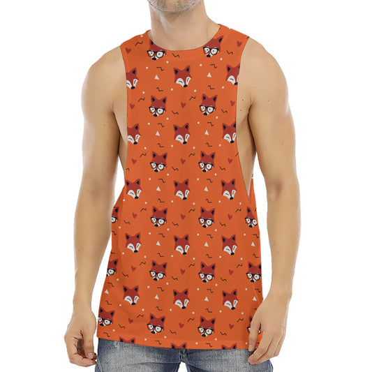 Cute Fox Pattern Print Men's Muscle Tank Top