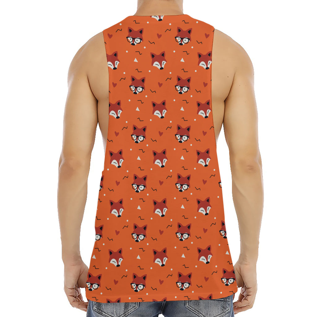 Cute Fox Pattern Print Men's Muscle Tank Top