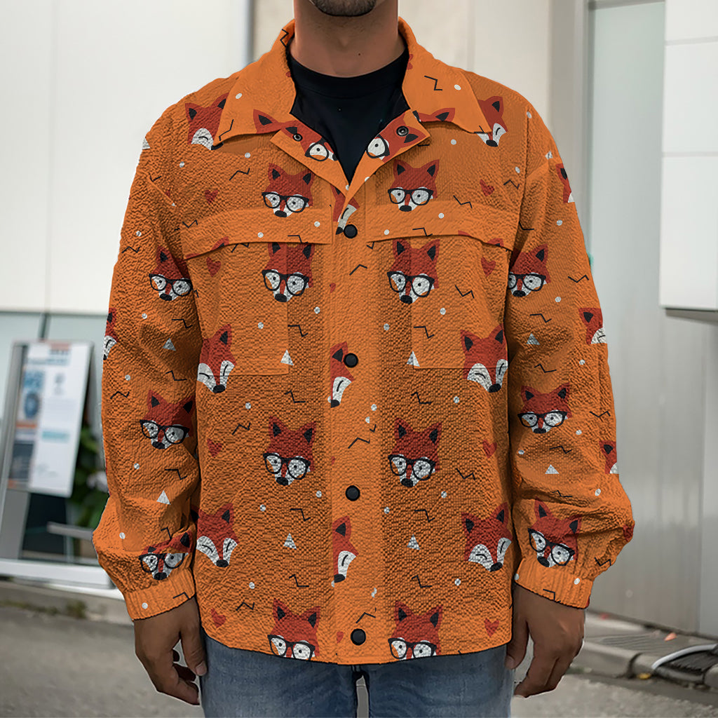 Cute Fox Pattern Print Men's Shirt Jacket