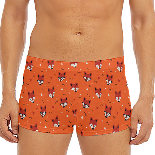 Cute Fox Pattern Print Men's Short Boxer Briefs
