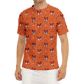 Cute Fox Pattern Print Men's Short Sleeve Rash Guard