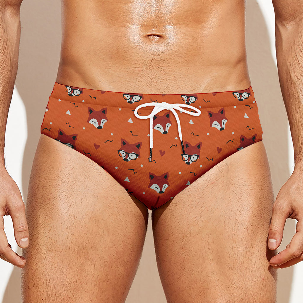 Cute Fox Pattern Print Men's Swim Briefs