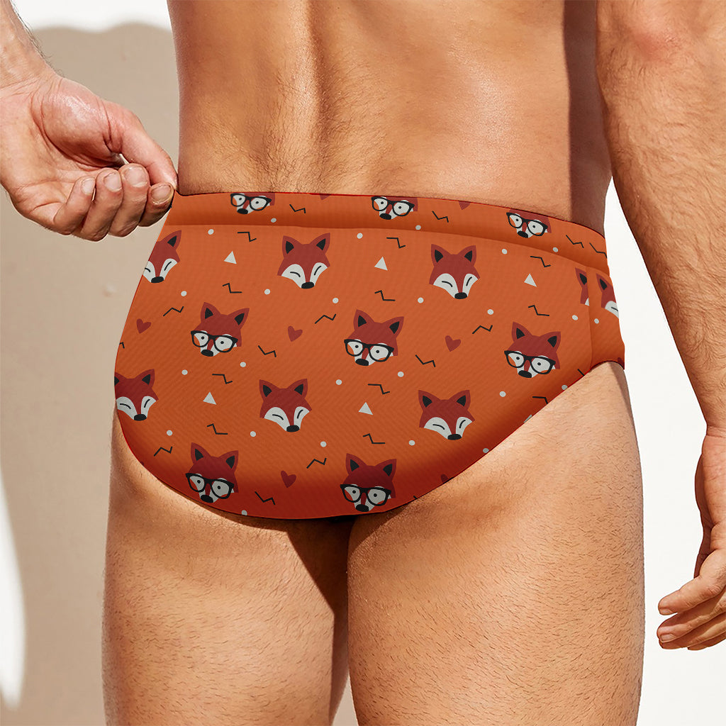 Cute Fox Pattern Print Men's Swim Briefs