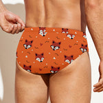 Cute Fox Pattern Print Men's Swim Briefs