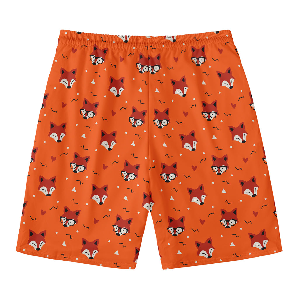 Cute Fox Pattern Print Men's Swim Trunks