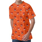 Cute Fox Pattern Print Men's Velvet T-Shirt
