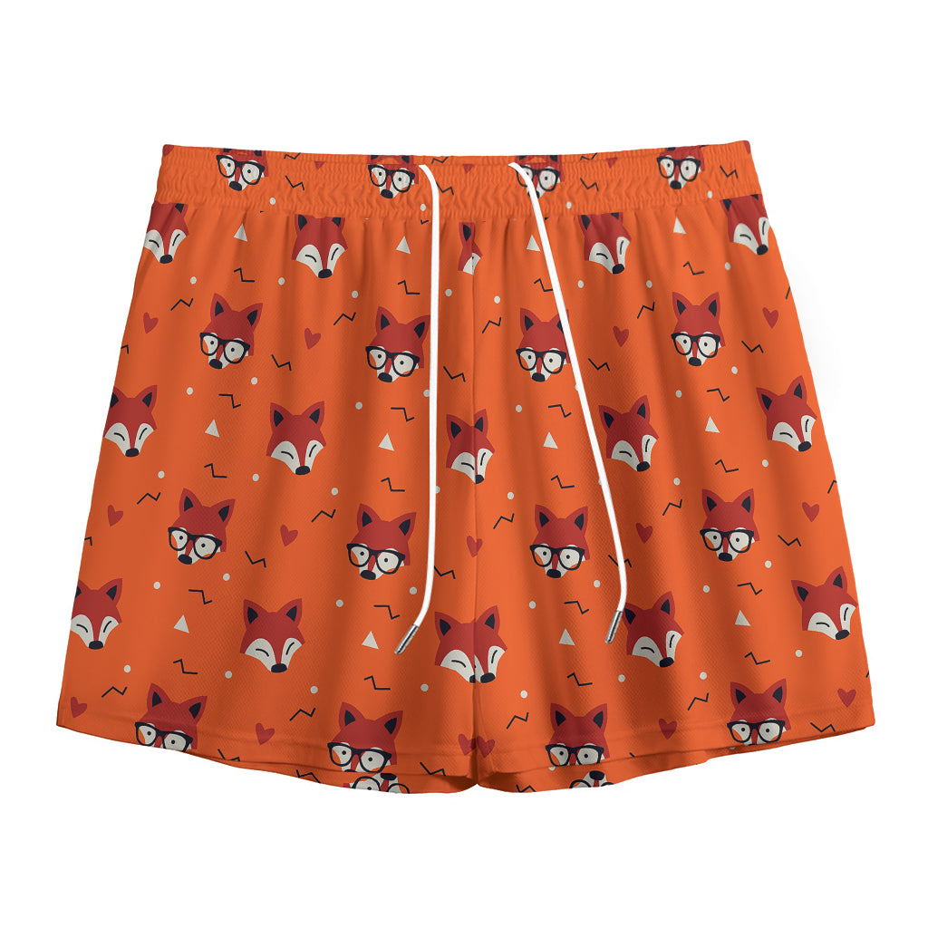 Cute Fox Pattern Print Mesh Shorts