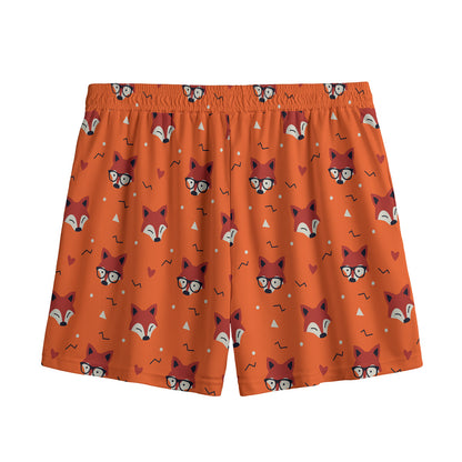 Cute Fox Pattern Print Mesh Shorts