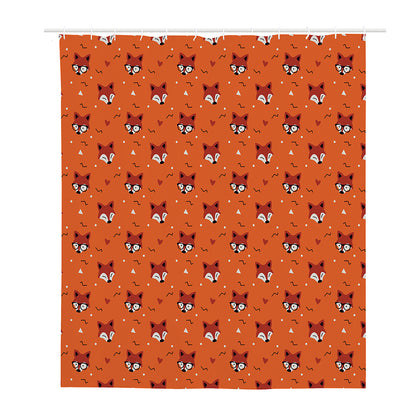 Cute Fox Pattern Print Polyester Shower Curtain