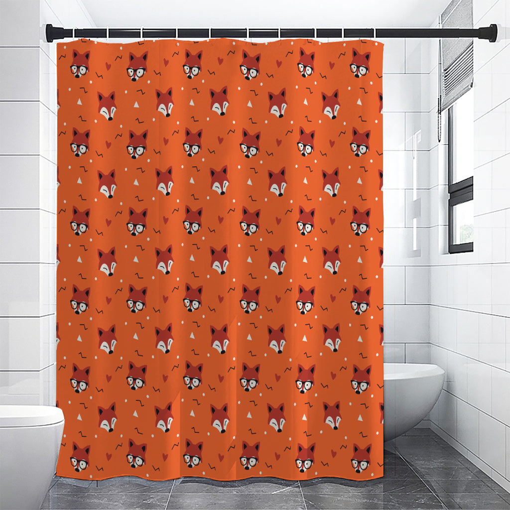 Cute Fox Pattern Print Premium Shower Curtain