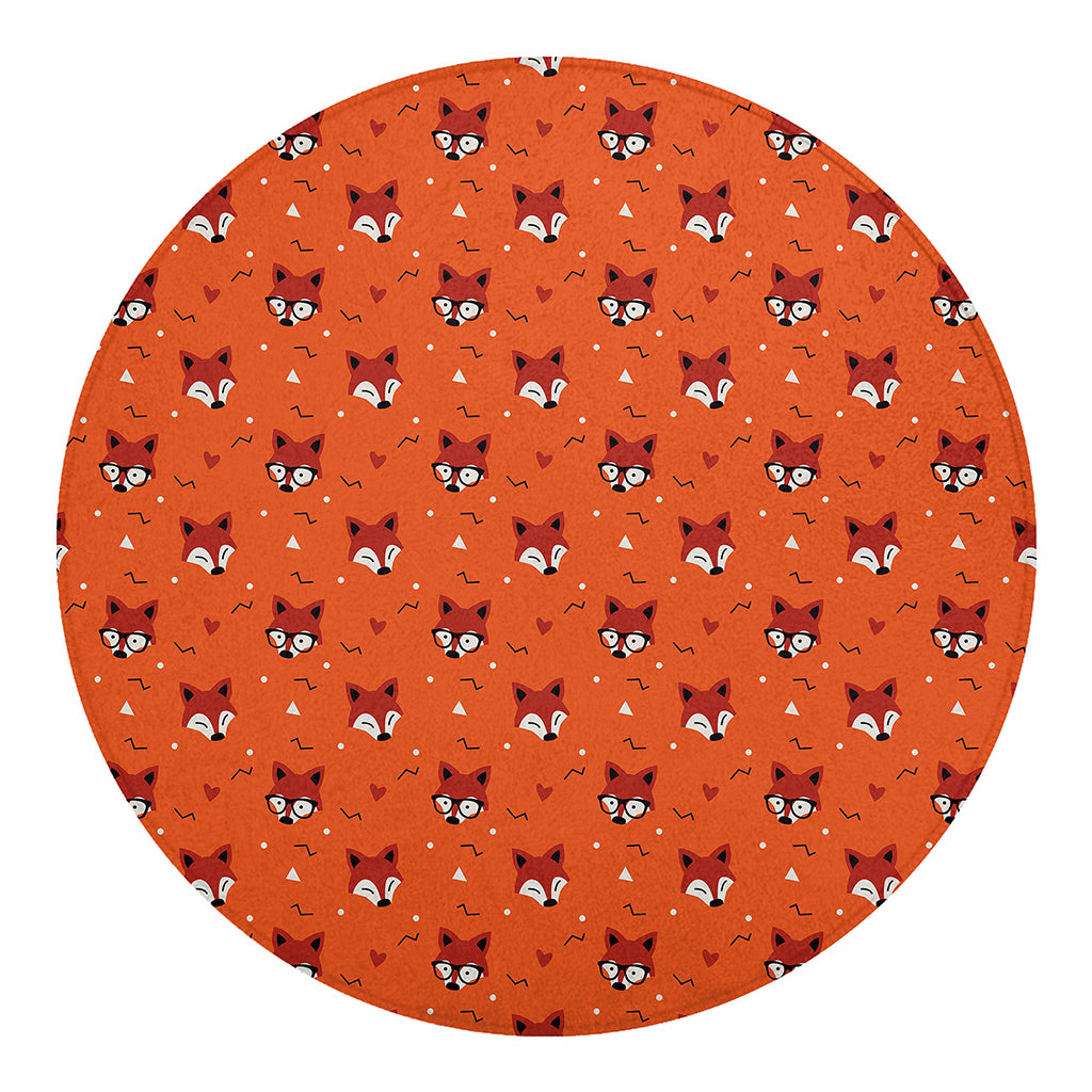 Cute Fox Pattern Print Round Blanket