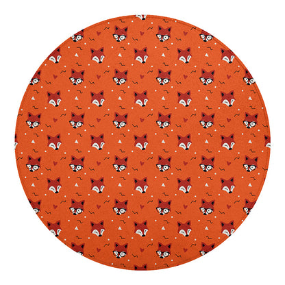 Cute Fox Pattern Print Round Blanket