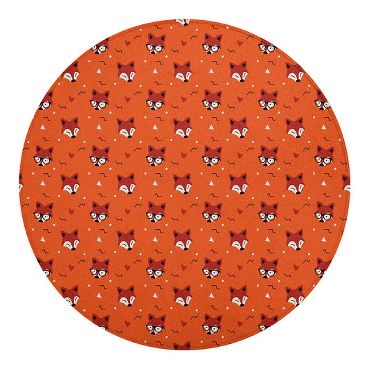 Cute Fox Pattern Print Round Blanket