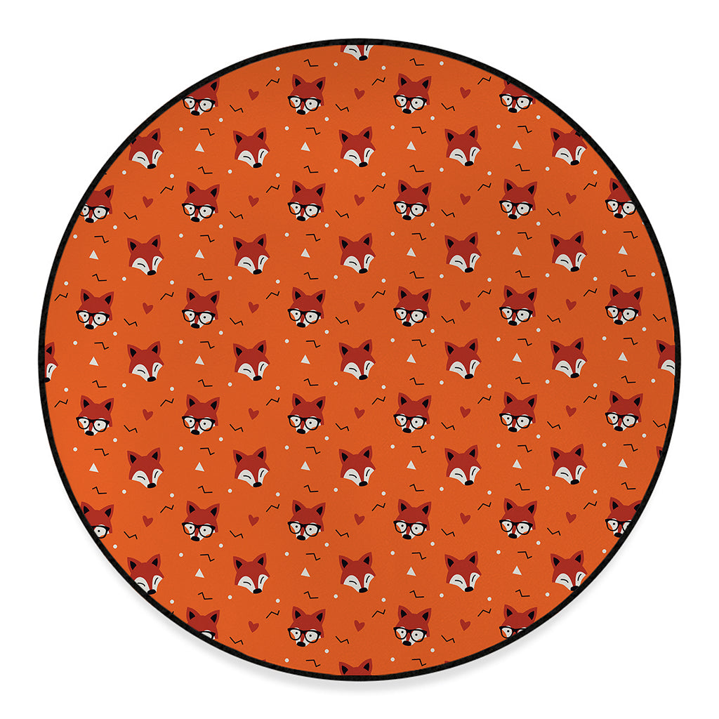 Cute Fox Pattern Print Round Floor Mat