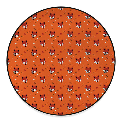 Cute Fox Pattern Print Round Floor Mat