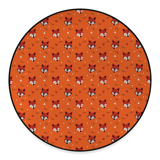 Cute Fox Pattern Print Round Floor Mat