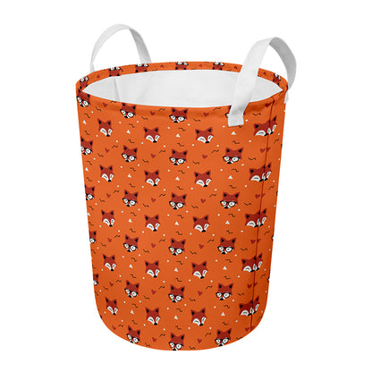 Cute Fox Pattern Print Round Laundry Basket