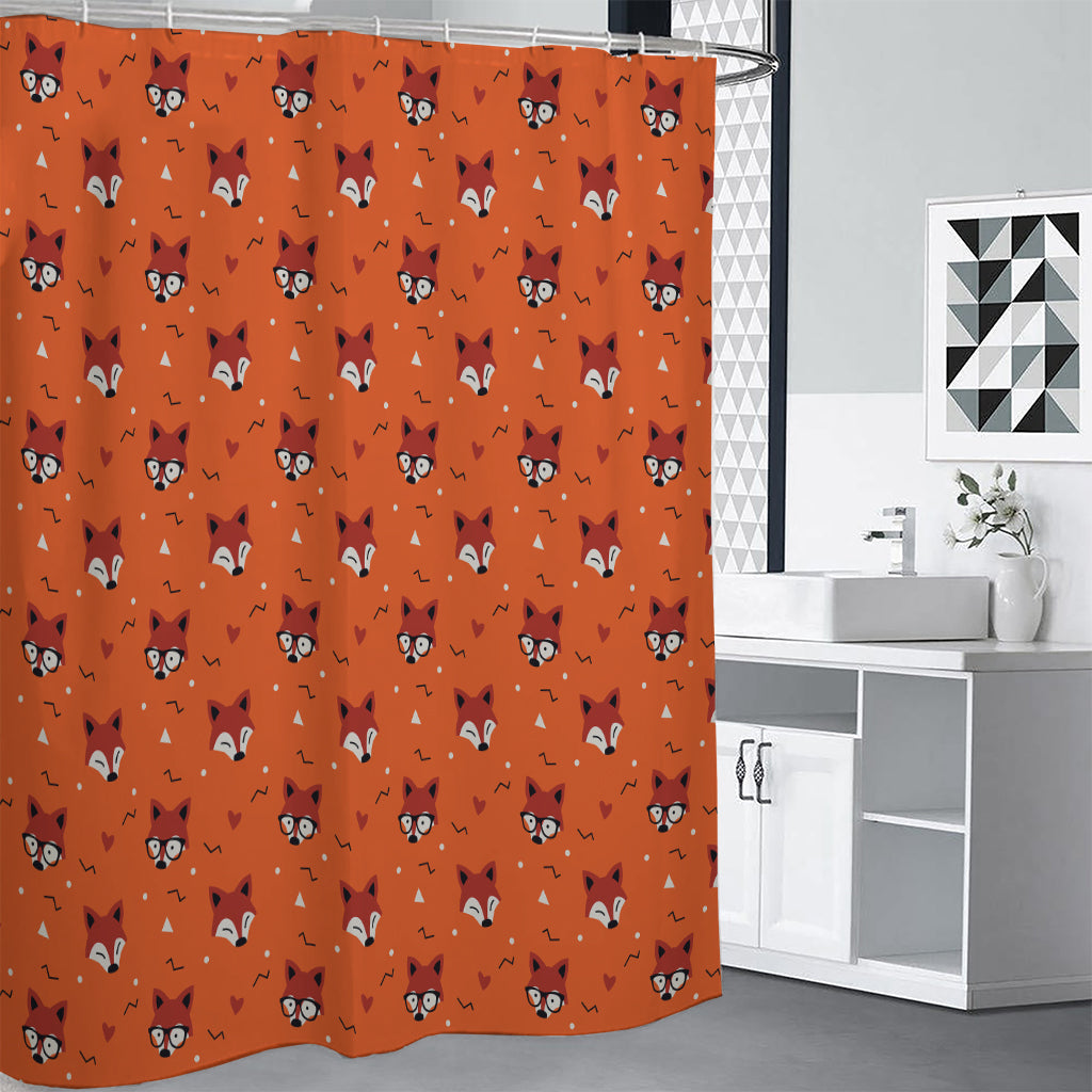 Cute Fox Pattern Print Shower Curtain