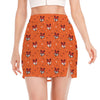 Cute Fox Pattern Print Side Slit Mini Skirt