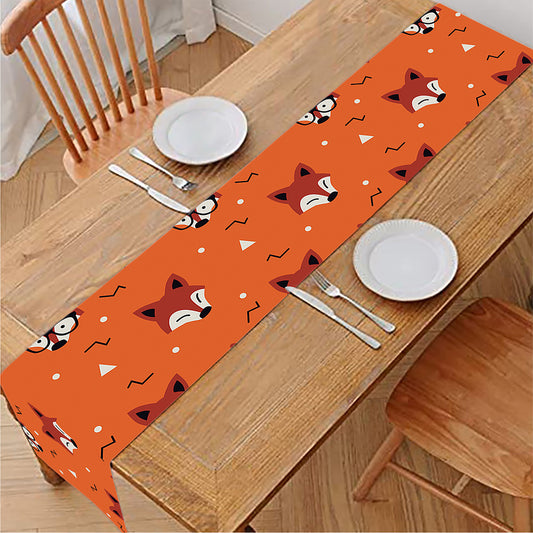Cute Fox Pattern Print Table Runner