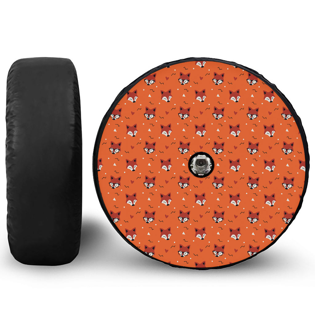 Cute Fox Pattern Print Tire Cover With Camera Hole