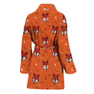 Cute Fox Pattern Print Women's Bathrobe