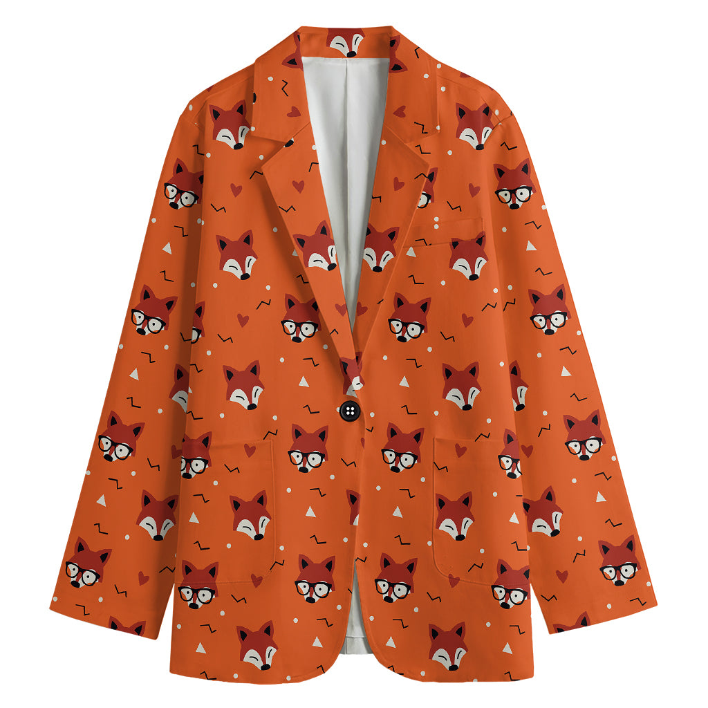 Cute Fox Pattern Print Women's Blazer