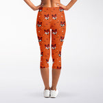 Cute Fox Pattern Print Women's Capri Leggings