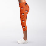 Cute Fox Pattern Print Women's Capri Leggings